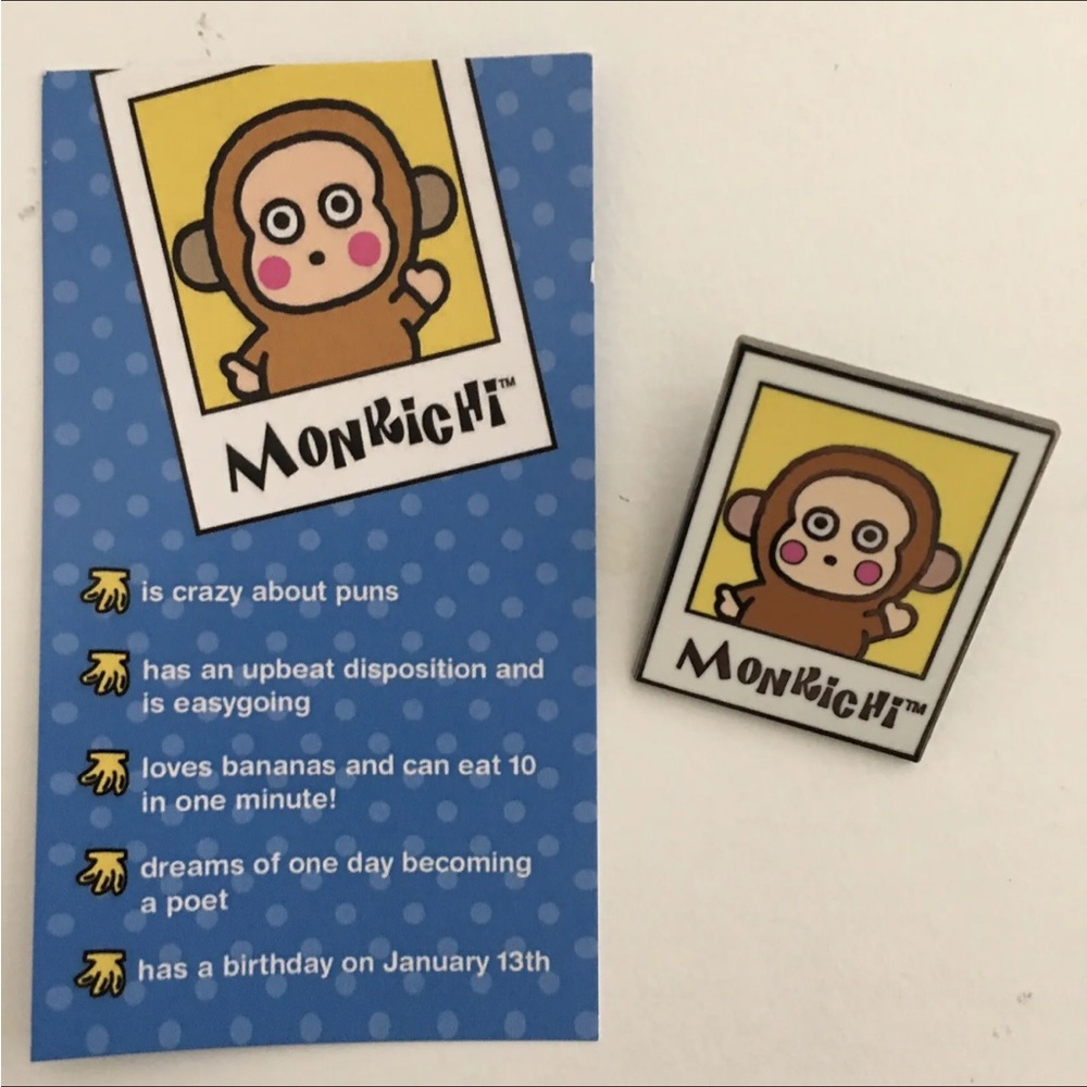 New Sanrio Friend of the Month Pin MONKICHI w/Story Card Collectible Sept 20…